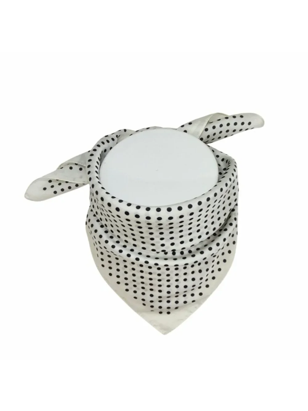 ✨Luxury Elegant Silky Soft Scarf White Black Polka Dot Square Wrap Accessory New